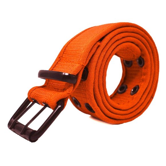 Canvas Orange Belt Double Grommet Two Hole Heavy Duty Men's Women's 100% Cotton - Picture 1 of 2